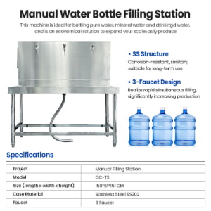 Manual water bottle filling station