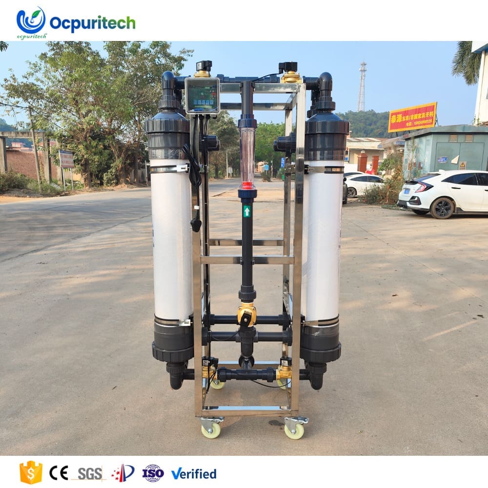 UF ultrafiltration water filter unit with movable wheel frame and vertical membrane modules