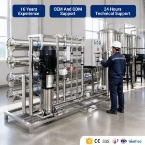 Engineer is debugging the water treatment equipment
