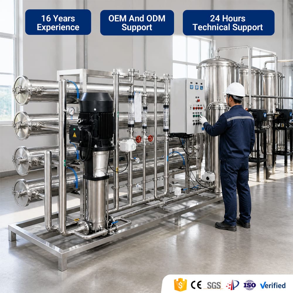 Engineer is debugging the water treatment equipment