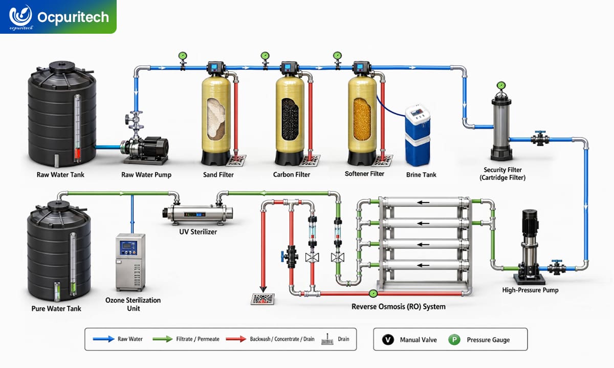 Reverse Osmosis System process flow diagram water treatment