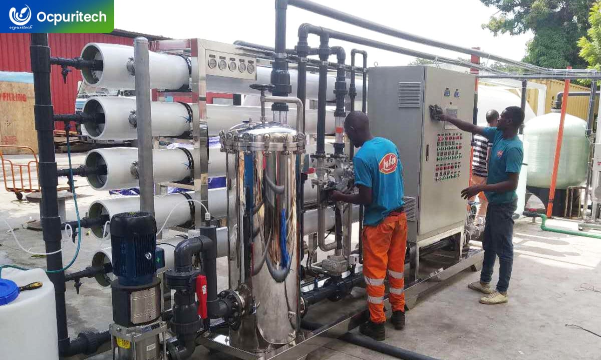 PLC control panel for an industrial RO water treatment system