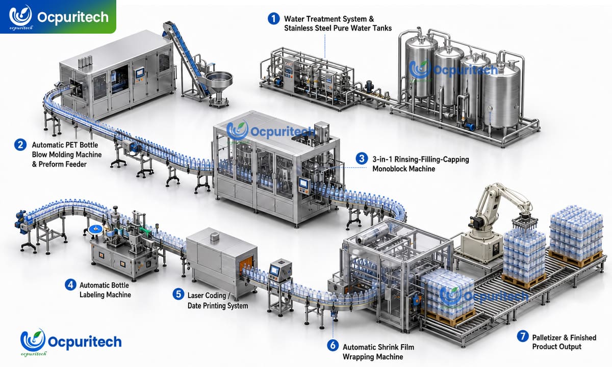 Full-automatic mineral water production line floor plan